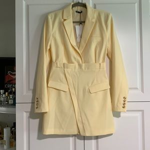Zara Lapel Collar Blazer Cream Dress NWT